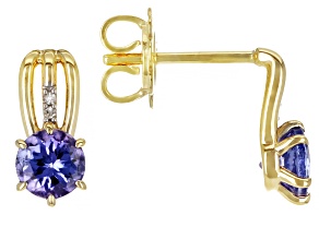 Blue Tanzanite 10k Yellow Gold Earrings 1.02ctw