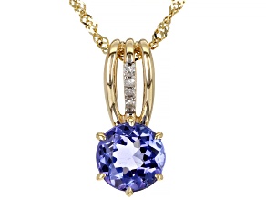 Blue Tanzanite 10k Yellow Gold Pendant With Chain 0.79ctw