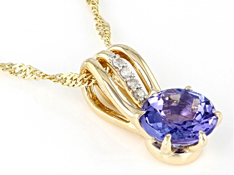 Tanzanite 10k Yellow Gold Pendant With Chain 0.79ctw