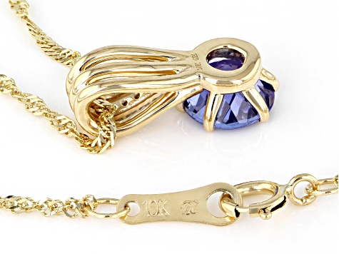 Tanzanite 10k Yellow Gold Pendant With Chain 0.79ctw