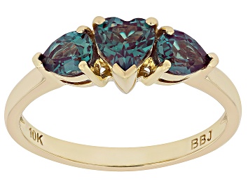 Picture of Blue Lab Created Alexandrite 10k Yellow Gold Ring 1.15ctw