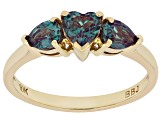 Blue Lab Created Alexandrite 10k Yellow Gold Ring 1.15ctw