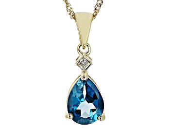 Picture of London Blue Topaz 10k Yellow Gold Pendant With Chain 1.21ctw