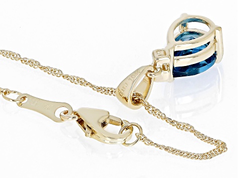 London Blue Topaz 10k Yellow Gold Pendant With Chain 1.21ctw