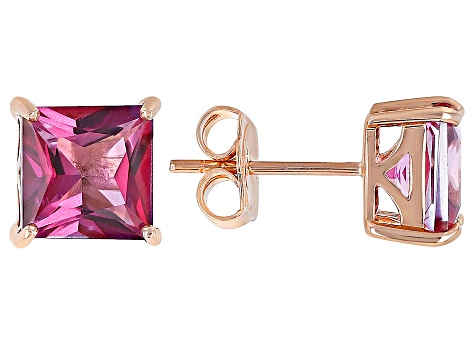 Pink Topaz 10k Rose Gold Stud Earrings 4.26ctw