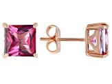Pink Topaz 10k Rose Gold Stud Earrings 4.26ctw
