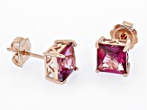 Pink Topaz 10k Rose Gold Stud Earrings 4.26ctw