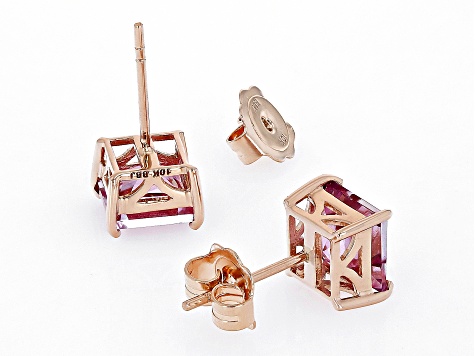 Pink Topaz 10k Rose Gold Stud Earrings 4.26ctw