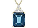 London Blue Topaz 10k Yellow Gold Pendant With Chain 5.77ctw