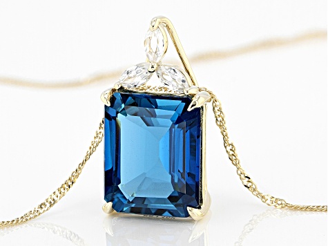 London Blue Topaz 10k Yellow Gold Pendant With Chain 5.77ctw