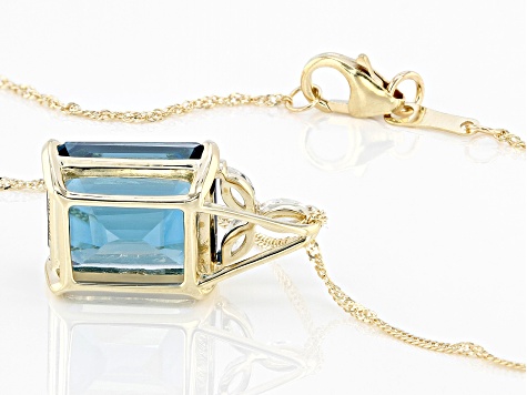 London Blue Topaz 10k Yellow Gold Pendant With Chain 5.77ctw