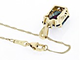 Blue Lab Created Alexandrite 10k Yellow Gold Pendant With Chain 4.25ctw