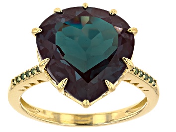 Picture of Blue Lab Created Alexandrite 10k Yellow Gold Ring 9.40ctw