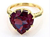 Blue Lab Created Alexandrite 10k Yellow Gold Ring 9.40ctw