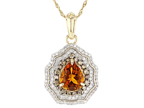 Madeira Citrine 10k Yellow Gold Pendant with Chain 2.43ctw