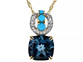 London Blue Topaz 10k Yellow Gold Pendant With Chain 3.18ctw