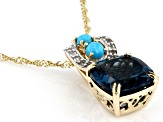 London Blue Topaz 10k Yellow Gold Pendant With Chain 3.18ctw