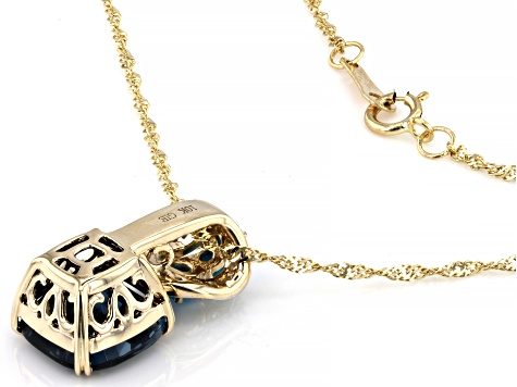 London Blue Topaz 10k Yellow Gold Pendant With Chain 3.18ctw