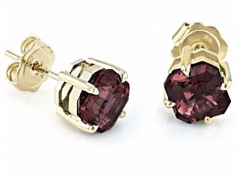 Blue Lab Created Alexandrite 10k Yellow Gold Stud Earrings 4.29ctw