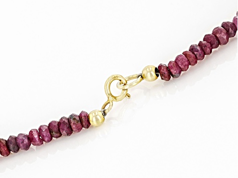 Ruby 14k Yellow Gold Beaded 18" Necklace