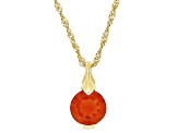 Orange Fire Opal 10k Yellow Gold Pendant With Chain 0.46ct