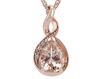 Picture of Peach Morganite 10k Rose Gold Pendant with Chain 0.77ctw