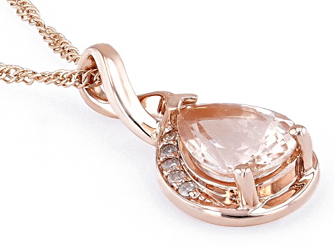 Peach Morganite 10k Rose Gold Pendant with Chain 0.77ctw