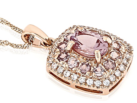 Pink Color Shift Garnet 10k Rose Gold Pendant With Chain 1.84ctw