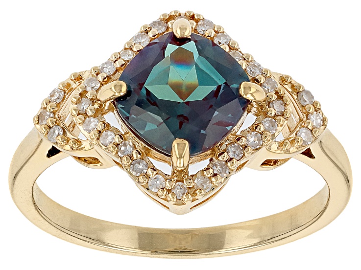 Blue Lab Created Alexandrite 10k Yellow Gold Ring 1.86ctw