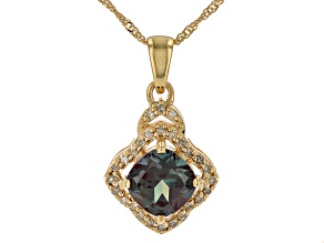 Blue Lab Alexandrite 10k Yellow Gold Pendant With Chain 1.85ctw