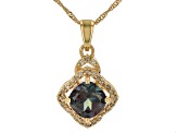 Blue Lab Alexandrite 10k Yellow Gold Pendant With Chain 1.85ctw