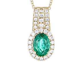 Green Emerald 14k Yellow Gold Pendant With Chain 1.37ctw
