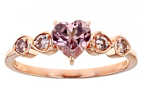 Pink Color Shift Garnet 10k Rose Gold Heart Ring 0.92ctw