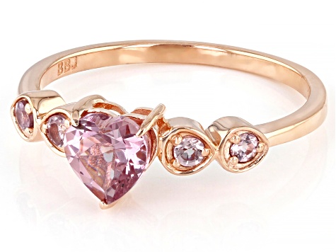 Pink Color Shift Garnet 10k Rose Gold Heart Ring 0.92ctw