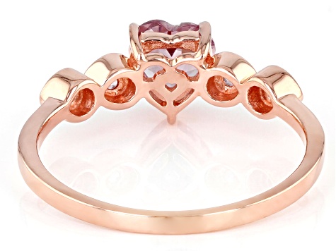 Pink Color Shift Garnet 10k Rose Gold Heart Ring 0.92ctw