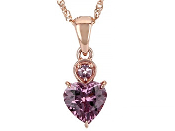 Picture of Pink Color Shift Garnet 10k Rose Gold Heart Pendant With Chain 0.79ctw