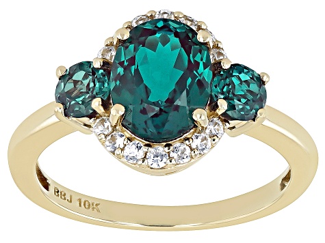 Blue Lab Created Alexandrite 10k Yellow Gold Ring 2.54ctw - CLG196 ...