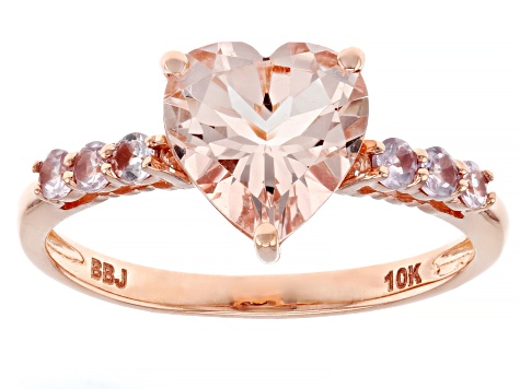 Peach Morganite 10k Rose Gold Heart Ring 1.64ctw