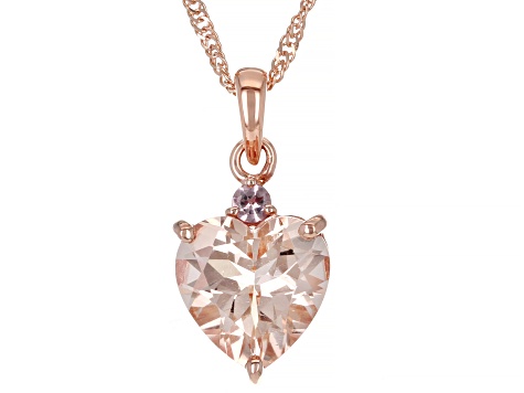 Peach Morganite 10k Rose Gold Heart Pendant With Chain 1.41ctw - CLG199 ...