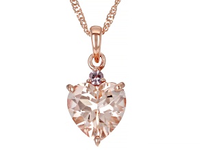 Peach Morganite 10k Rose Gold Heart Pendant With Chain 1.41ctw