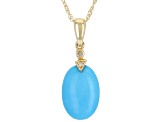 Blue Sleeping Beauty Turquoise 14k Yellow Gold Pendant With Chain