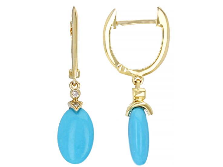 Blue Sleeping Beauty Turquoise 14k Yellow Gold Earrings