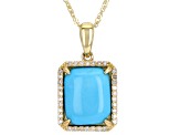 Blue Sleeping Beauty Turquoise 14k Yellow Gold Pendant With Chain