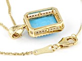 Blue Sleeping Beauty Turquoise 14k Yellow Gold Pendant With Chain
