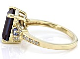 Blue Lab Created Alexandrite 10k Yellow Gold Ring 4.11ctw