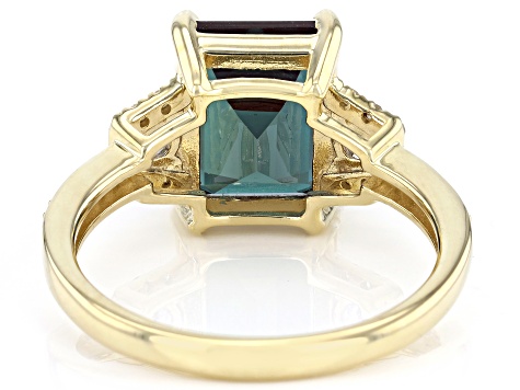 Blue Lab Created Alexandrite 10k Yellow Gold Ring 4.11ctw