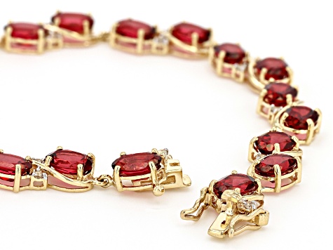 Red Peony Color Topaz 10k Yellow Gold Tennis Bracelet 15.59ctw