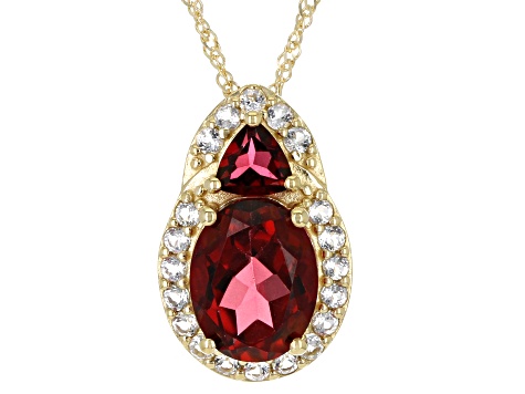 Red Peony Color Topaz 10k Yellow Gold Pendant with Chain 2.45ctw