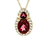 Red Peony Color Topaz 10k Yellow Gold Pendant with Chain 2.45ctw