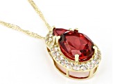 Red Peony Color Topaz 10k Yellow Gold Pendant with Chain 2.45ctw